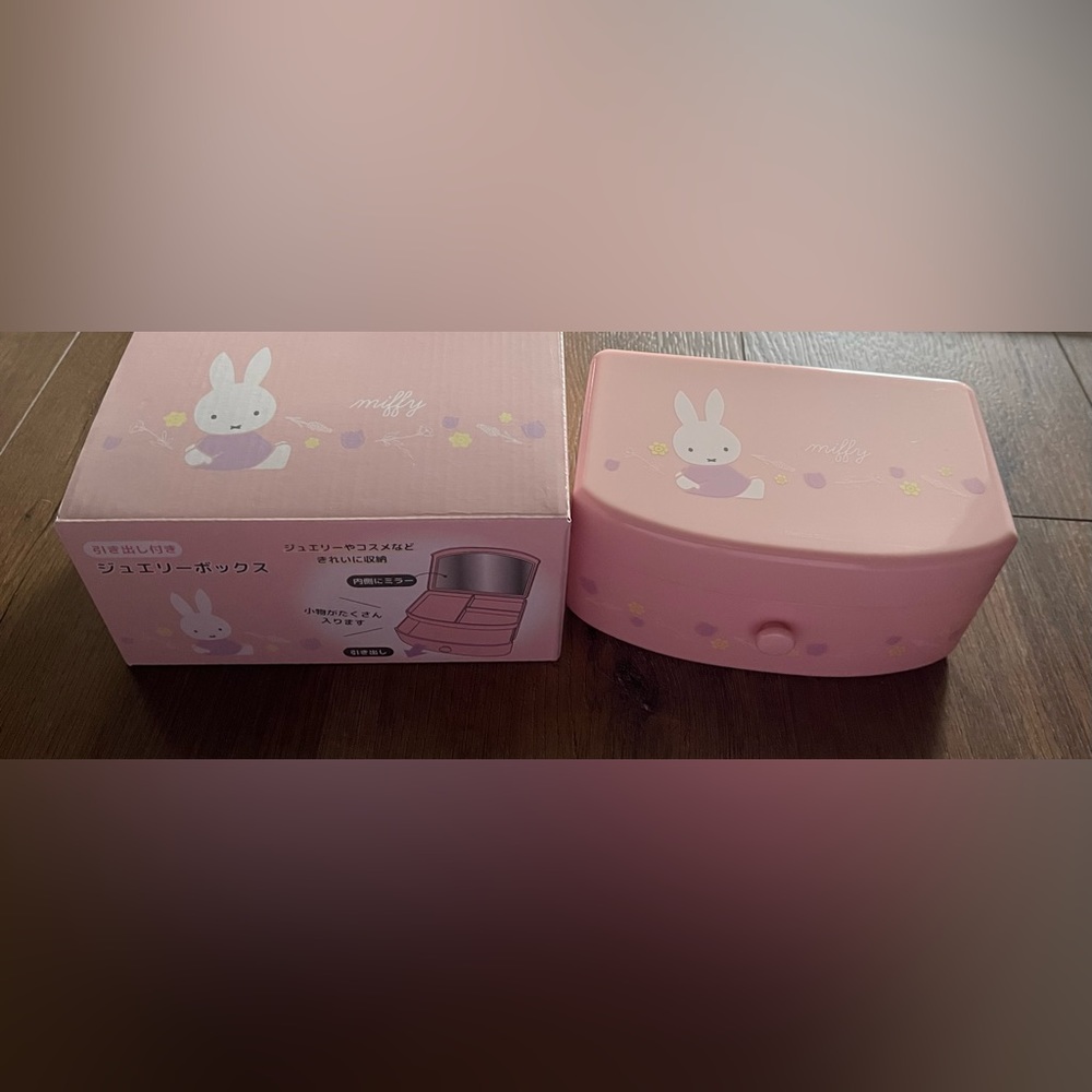 MIFFY-Imported (NWT) Pink Jewelry Box With Drawer & Mirror